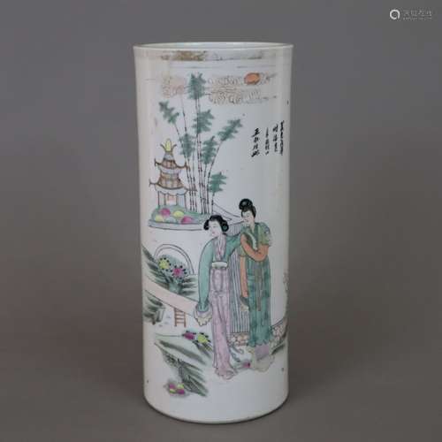 Porte-chapeaux - porcelaine, Chine 20e siècle, forme cylindr...