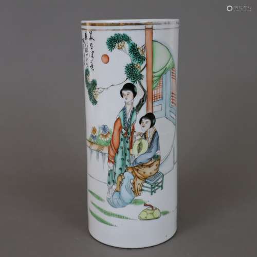 Porte-chapeaux - porcelaine, Chine, 20e siècle, forme cylind...