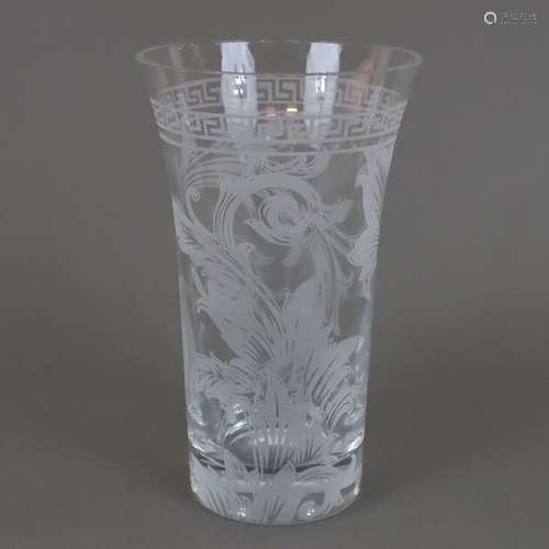 Vase en verre Versace pour Rosenthal - forme cylindrique à b...