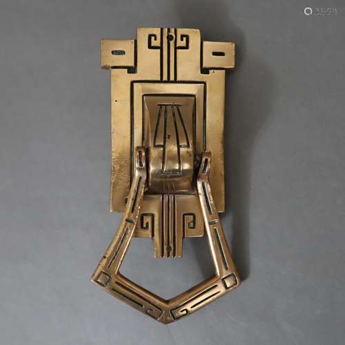 Heurtoir de porte Art nouveau - laiton, décoration géométriq...