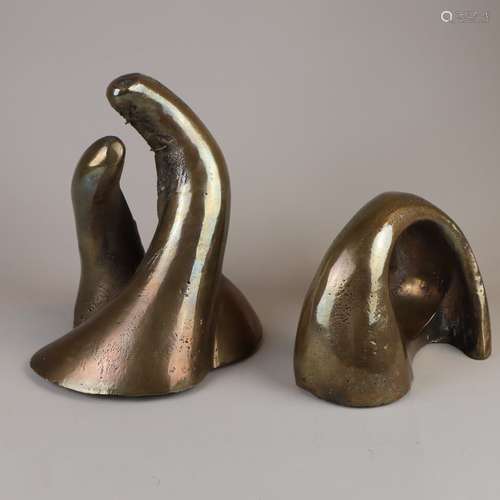 Deux sculptures modernes - laiton, formes abstraites-organiq...