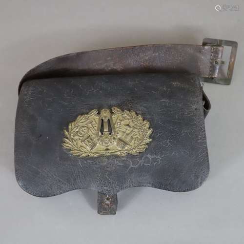 Antique sac à bandoulière militaire- cuir/ noyau en bois, la...