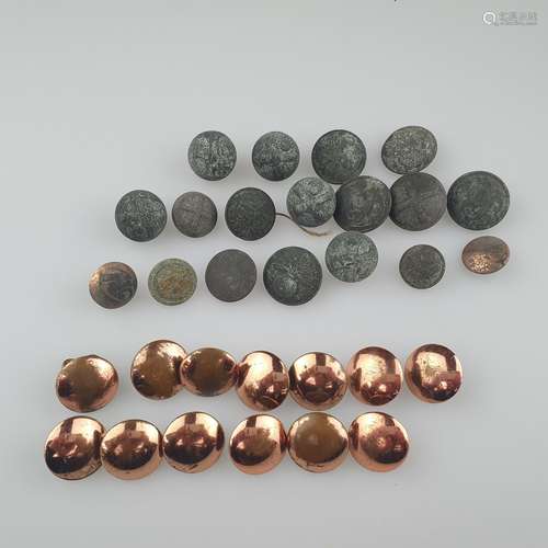 Lot mixte de boutons d'uniformes anciens - divers boutons po...