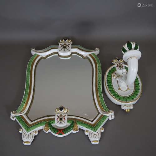 Miroir et applique - Rudolf Kämmer Volkstedt, porcelaine, 2e...