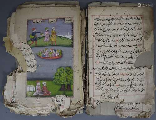 Ancien manuscrit de Lahore - encre noire et rouge ainsi que ...