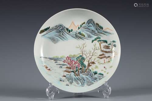 Qing Dynasty pastel landscape plate