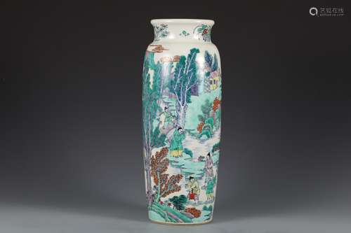 Qing Dynasty doucai character story bottle