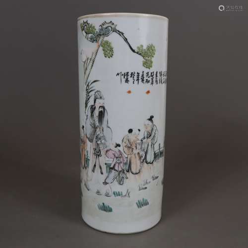 Porte-chapeaux - Chine, porcelaine, paroi cylindrique, décor...