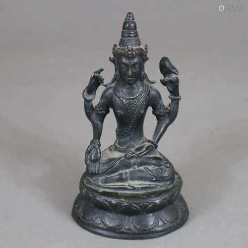 Petite figure de Vishnu - Inde, alliage de bronze, figure ro...