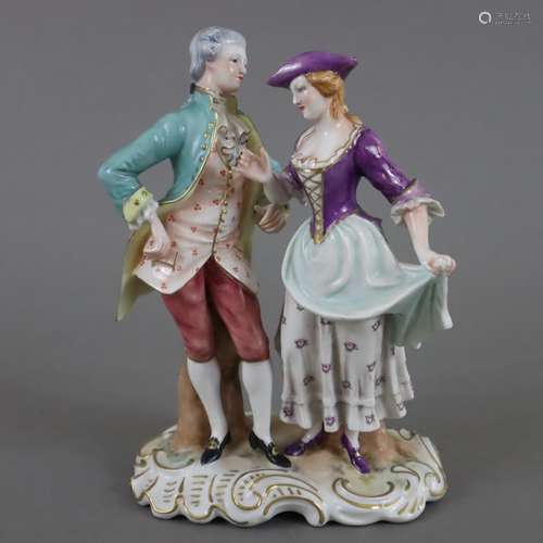 Couple galant - Ginori, Italie, porcelaine, polychrome et pe...