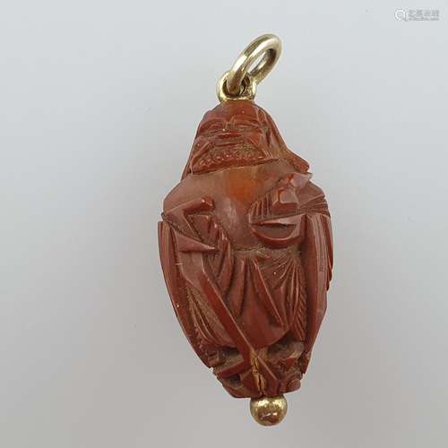 Petit pendentif talisman - Chine, buis finement sculpté en f...