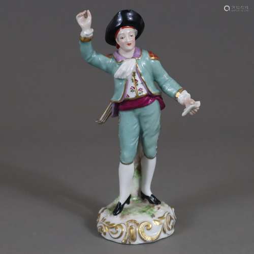 Cavalier avec mandoline - Bourdois & Bloch, porcelaine, pein...