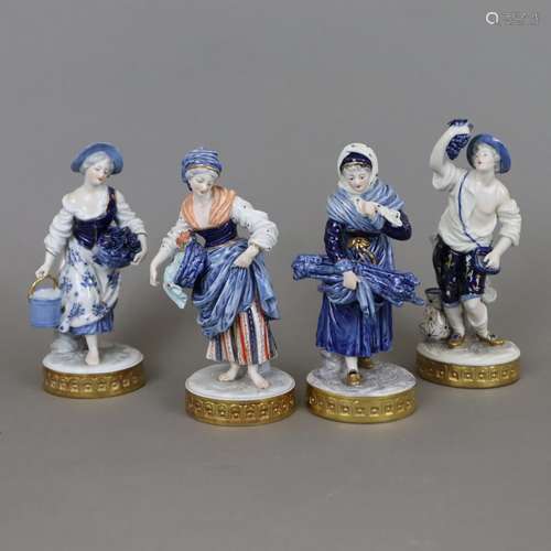 Quatre personnages - Thuringe, 20e s, en porcelaine, peint e...