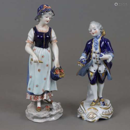 Deux personnages - 20e siècle, porcelaine, 1x cavalier, Aelt...