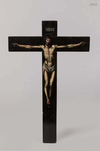 Ecole ESPAGNOLE du XVIIème siècle Crucifix Panneau en forme ...