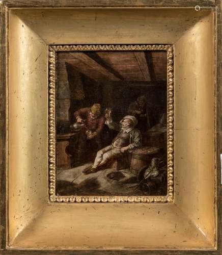 Attribué à Januarius ZICK (1730-1797) Scène de taverne Papie...