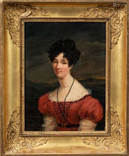 ECOLE FRANCAISE vers 1830 Portrait de Mme Adèle Faure en rob...