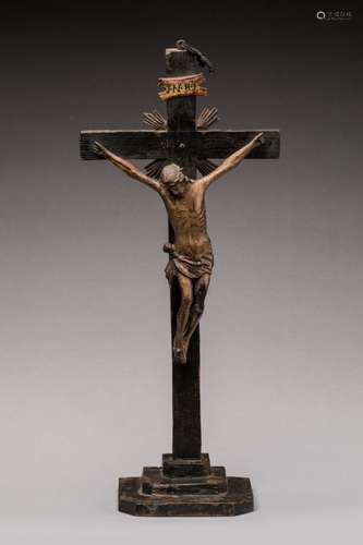 CHRIST domestique en bois polychrome. Epoque fin XVIIIème - ...