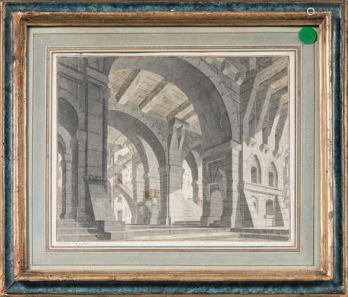 * Vincenzo MAZZI (Actif entre 1748 et 1790) Vue d'une salle ...