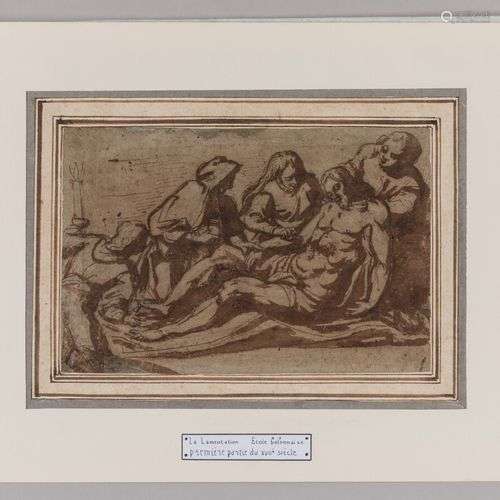 Ecole BOLONAISE du XVIIème siècle Pieta Plume et encre 19 x ...