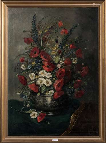 Ecole française du XIXe. Bouquet aux coquelicots. Huile sur ...