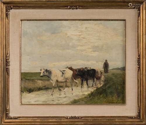 Julien DUPRÉ (1851-1910), Retour du troupeau, Huile sur toil...