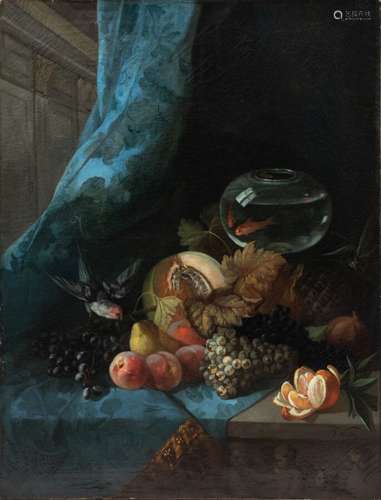 Ferdinand VIOLA (1829-1885). Nature morte au poisson rouge e...