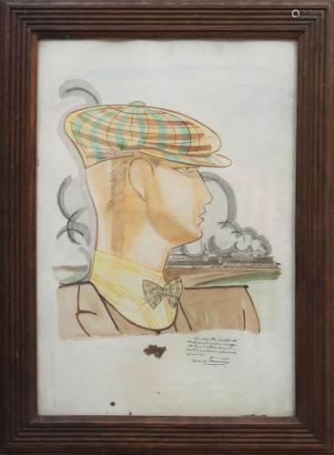 Portrait de Marcel Duchamp Gouache sur papier, projet public...