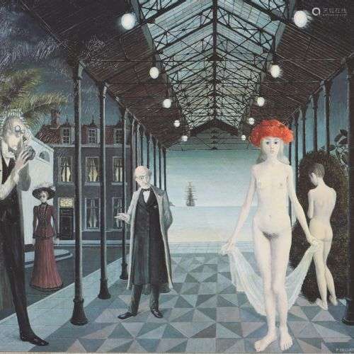 Paul Delvaux (1897-1994) Impression marouflé sur bois. Epoqu...