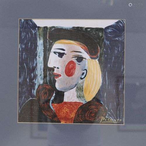 Pablo Picasso (1881-1973) Foulard encadré sous verre, portan...