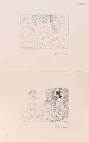 Pablo Picasso (1881-1973) Paire de lithographies monochrome....