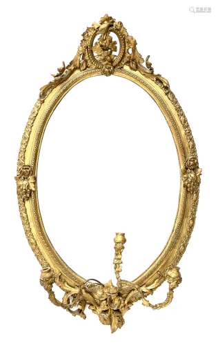 Victorian giltwood and gesso oval girandole mirror