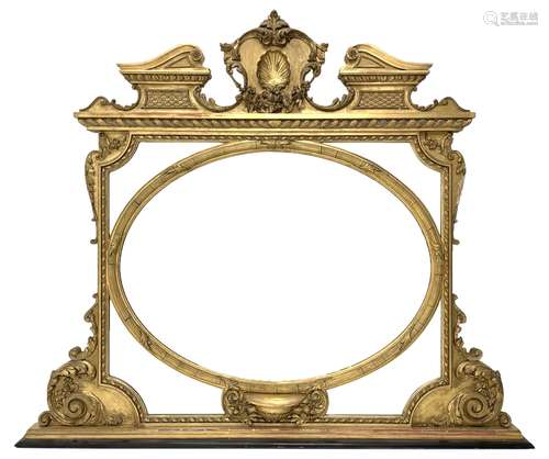 19th century gilt wood and gesso overmantel mirror