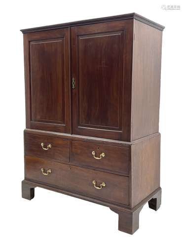 George III mahogany press cupboard on chest