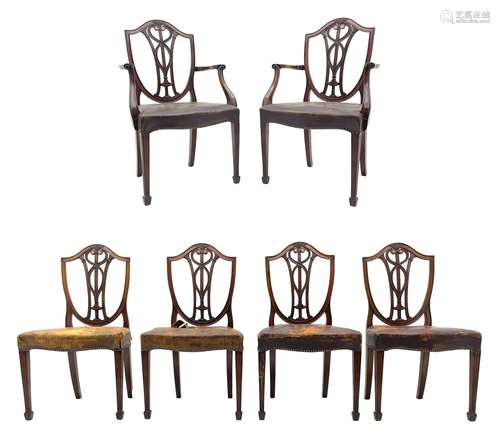 Set six early 20th century Sheraton revival dining chairs