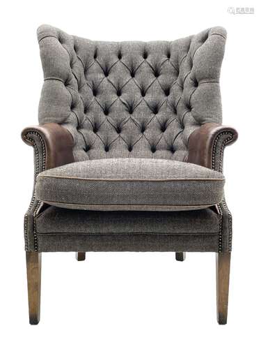 Harris Tweed - 'Mackenzie' barrel wingback armchair