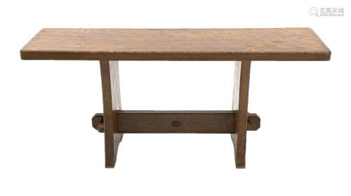 'Acornman' oak bench/occasional table with rectangular adzed...