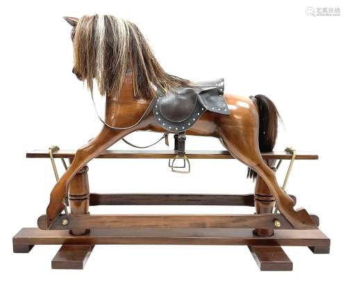 Victorian style stained hardwood rocking horse