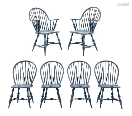D.R. Dimes Furniture - set six American Windsor dining chair...