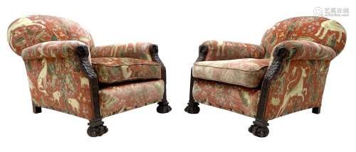 Pair 20th century Country House armchairs