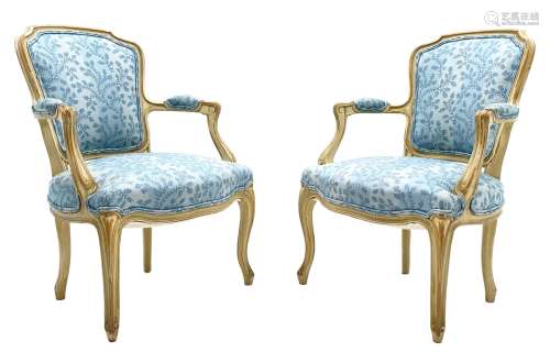 Pair French style bedroom armchairs