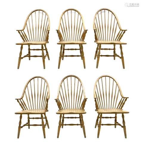 Set six American style Windsor dining chairs