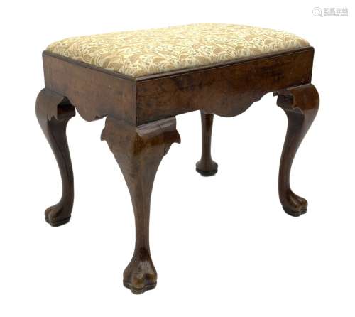 20th century Georgian style walnut dressing table stool