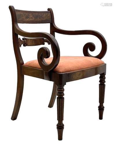 Regency mahogany elbow chair