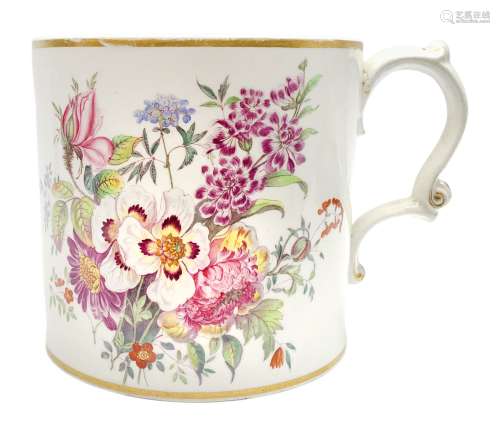 Large 19th century Staffordshire mug with scroll handle