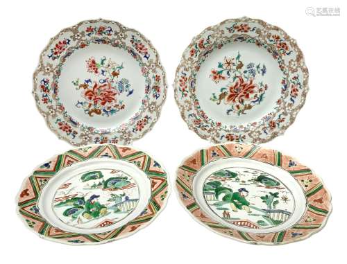 Pair of 19th century Chinese famille rose plates