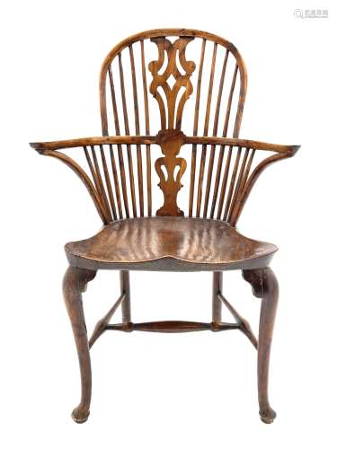 Late 18th century yew wood and elm Windsor armchair
