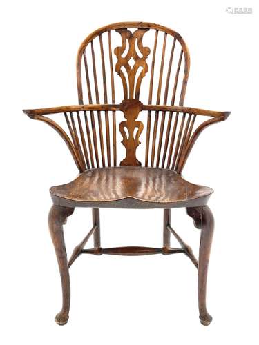 Late 18th century yew wood and elm Windsor armchair