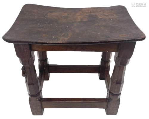 'Mouseman' 1930/40s adzed oak joint stool