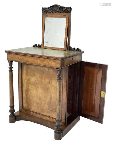 Early Victorian figured mahogany dressing cabinet